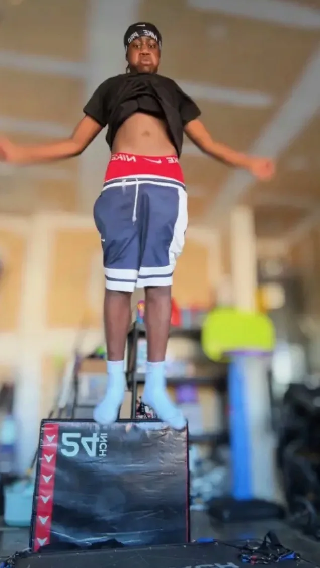 14-year-old athlete jumping onto a 24-inch box